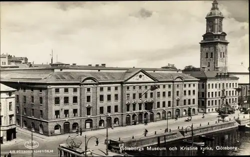 Ak Göteborg Schweden, Museum och Kristine kyrka