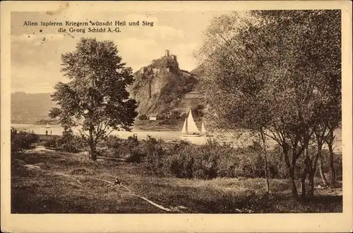 Ak Ústí nad Labem Aussig Elbe Stadt, Burg Schreckenstein, Georg Schicht AG