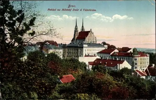 Ak Brno Brünn Südmähren, Pohled na Mestsky Dvur a Velechram, Stadthof