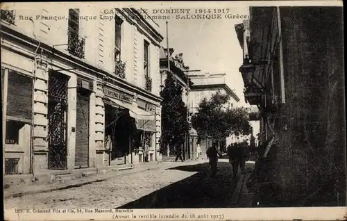 Ak Thessaloniki Griechenland, Rue Franque, Campagne d'Orient 1914-1917