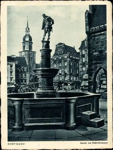 Ak Dortmund im Ruhrgebiet, Markt, Bläserbrunnen