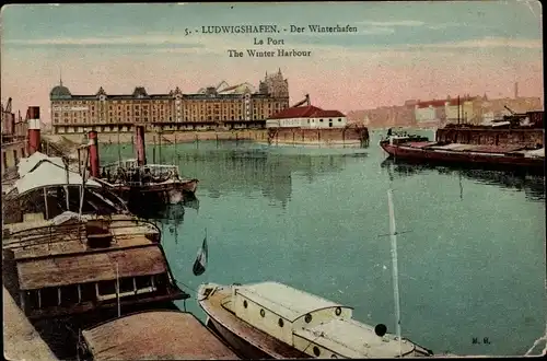 Ak Ludwigshafen am Rhein, Winterhafen