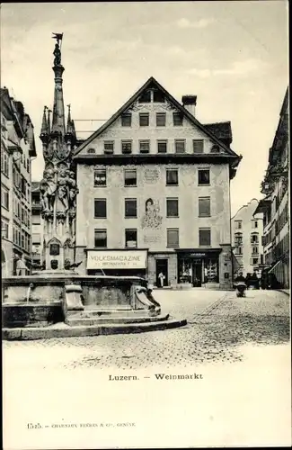 Ak Luzern Stadt, Weinmarkt, Brunnen