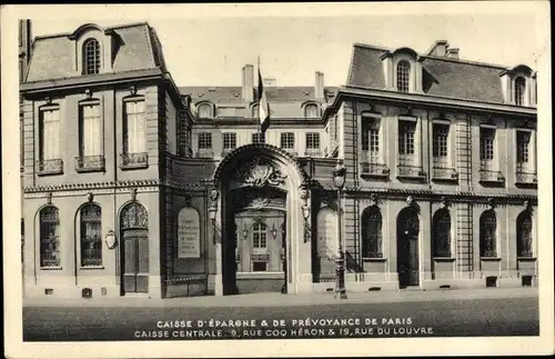 Ak Paris I., Caisse d'Epargne et de Prevoyance, Rue Coq Heron
