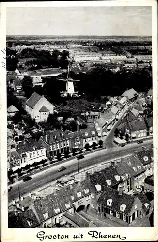 Ak Rhenen Utrecht, Molen, Vogelvlucht