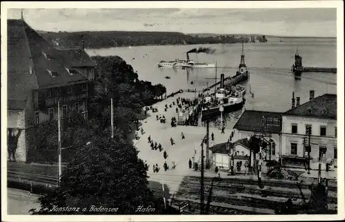 Ak Konstanz am Bodensee, Stadtansicht, Blick auf den Hafen