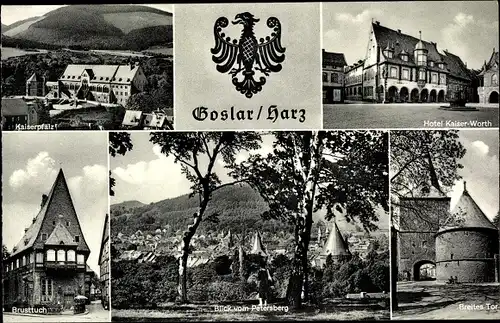 Ak Goslar am Harz, Kaiserpfalz, Hotel Kaiserworth, Petersberg, Breites Tor