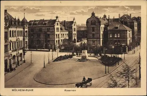 Ak Mülheim an der Ruhr, Partie an den Kasernen, Kutsche