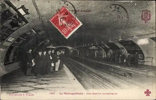 Ak Paris, Le Métropolitain, Une Station souterraine, U-Bahn Station