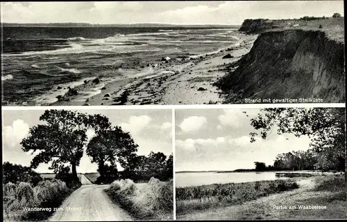 Ak Waabs in Schleswig Holstein, Strand mit gewaltiger Steilküste, Wanderweg, Seeblick