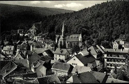 Ak Schmitten im Taunus Hessen, Ortsübersicht, Kirche