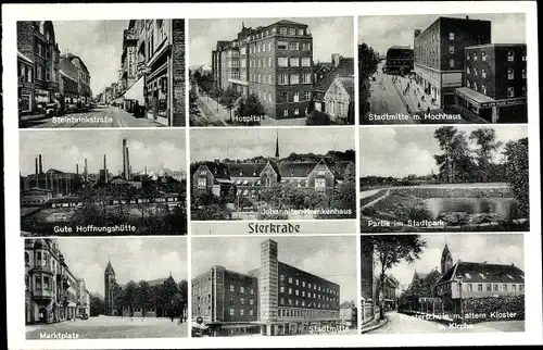Ak Sterkrade Oberhausen im Ruhrgebiet, Zeche, Steinbrinkstraße, Kloster, Sadtmitte, Hospital