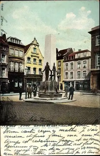 Ak Aachen in Nordrhein Westfalen, Alexanderstraße mit Brunnen