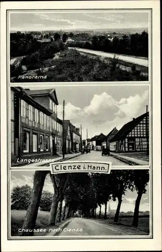 Ak Clenze in Niedersachsen, Panorama, Lange Straße, Chaussee