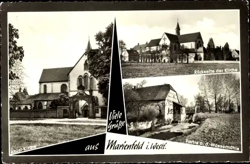 Ak Marienfeld Harsewinkel Westfalen, Abteikirche, Wassermühle