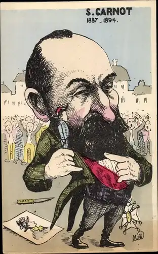Künstler Ak Marie François Sadi Carnot, französischer Staatspräsident, Karikatur