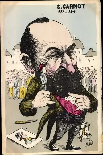 Künstler Ak Marie François Sadi Carnot, Französischer Staatspräsident, Karikatur