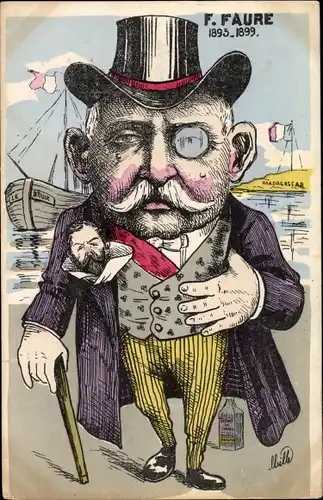 Künstler Ak Félix Faure, Französischer Staatspräsident, Karikatur