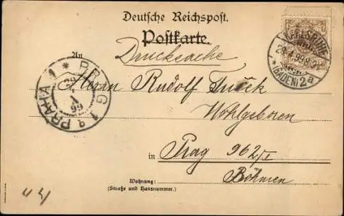 Litho Karlsruhe in Baden Württemberg, Panorama der Stadt