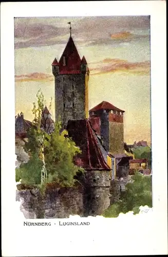 Künstler Ak Kley, Heinrich, Nürnberg in Mittelfranken Bayern, Luginsland