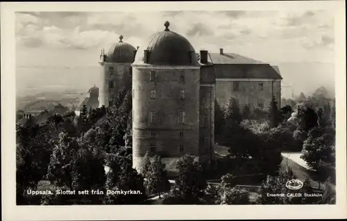 Ak Uppsala Schweden, Slottet sett fran Domkyrkan