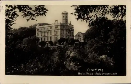 Ak Hrubá Skála Groß Skal Region Reichenberg, Schloss, Stekluv pensionát