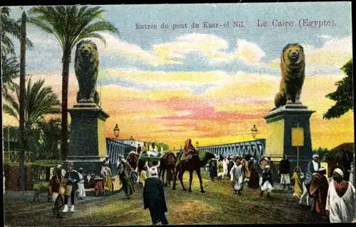 Ak Cairo Kairo Ägypten, Entree du Pont du Kasr el Nil