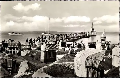 Ak Ostseebad Timmendorfer Strand, Landungsbrücke, Strandkörbe