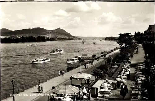 Ak Bad Godesberg Bonn am Rhein, Blick auf Rhein und Drachenfels