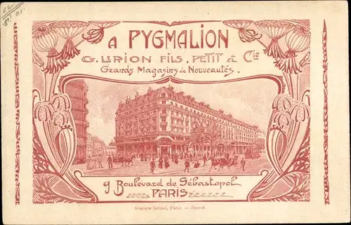 Ak Paris, A. Pygmalion, G. Urion Fils, Petit et Cie, Boulevard de Sebastopol, La Guerre en Dentelles