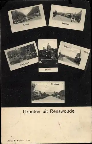 Ak Renswoude Utrecht Niederlande, Kanaal, Dorpstraat, Kasteel, Ned Herv Kerk