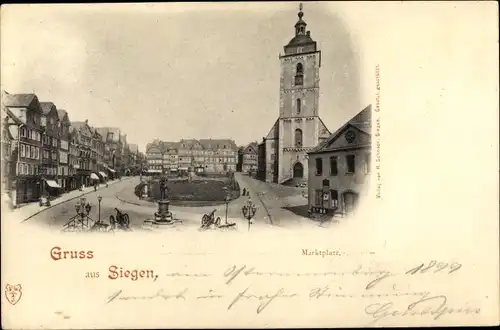 Ak Siegen in Westfalen, Marktplatz und Kirche