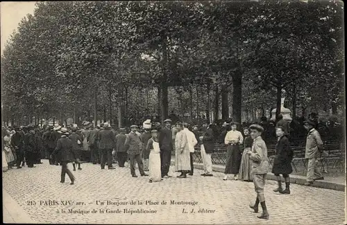 Ak Paris XIV Observatoire, Place de Montrouge à la Musique de la Garde Républicaine