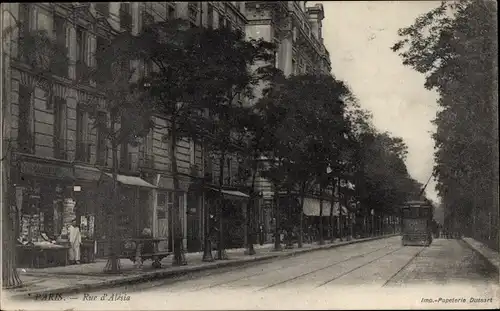 Ak Paris XIV Observatoire, Rue d'Alésia, Tramway