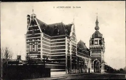 Ak Oudenaarde Audenarde Ostflandern, La Gare, Bahnhof