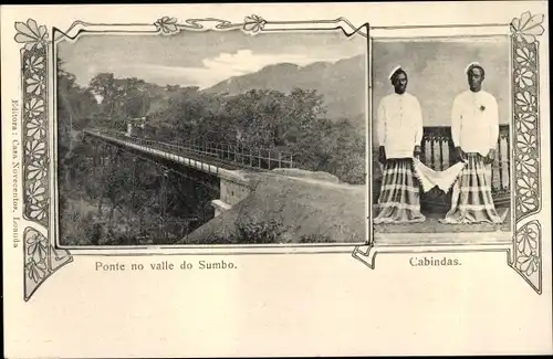 Jugendstil Passepartout Ak Angola, Ponte no valle do Sumbo, Cabindas