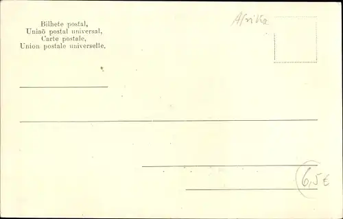 Jugendstil Passepartout Ak Angola, Cascadas no Quanza, Gentio de Cassange Angola