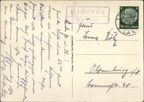 Ak Landpoststempel Eichenau über Fulda