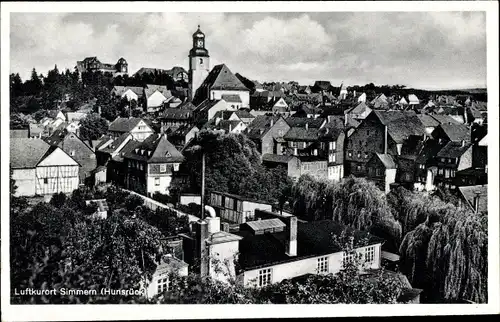 Ak Simmern im Rhein Hunsrück Kreis, Teilansicht der Stadt, Wohnhäuser, Kirche, Buka 244
