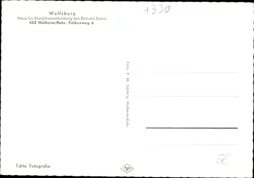 Ak Wolfsburg in Niedersachsen, Haus für Erwachsenenbildung des Bistums Essen