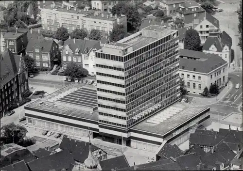 Ak Recklinghausen im Ruhrgebiet, Kreissparkasse, Herzogswall 5, Luftaufnahme