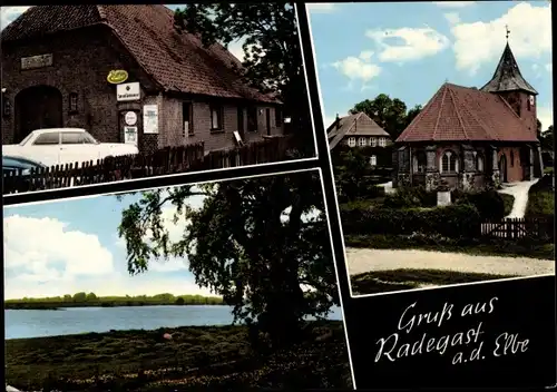 Ak Radegast in Anhalt, Gasthof, Kirche, Seeblick