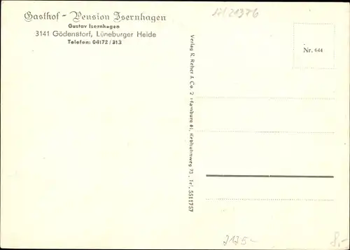 Ak Gödenstorf in der Lüneburger Heide, Gasthof Pension Isernhagen, Terrasse, Waldweg, Hausansicht