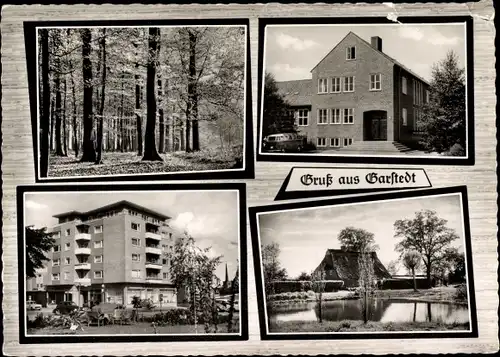 Ak Garstedt Lüneburger Heide Niedersachsen, Gebäude, Waldpartie, Weiher