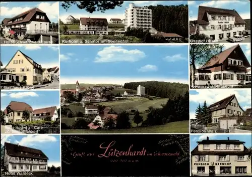 Ak Lützenhardt Waldachtal im Schwarzwald, Hotels, Schwarzwald-Museum, Kurhotel, Ortsansicht