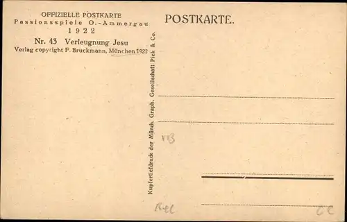 Ak Oberammergau in Oberbayern, Passionsspiele 1922, Verleugnung Jesu