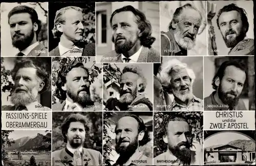 Ak Oberammergau in Oberbayern, Christus und die 12 Apostel, Passionsspiele 
