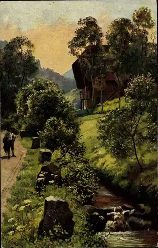 Künstler Ak Hoffmann, H., Frühmorgens im Schwarzwald