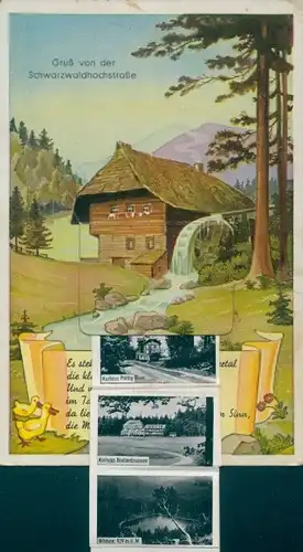 Leporello Ak im Schwarzwald, Kurhaus, Wildsee, Wassermühle, Schloss Bühlerhöhle, Allerheiligen