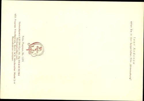 Ak Schauspieler Iwan Andonow, Portrait